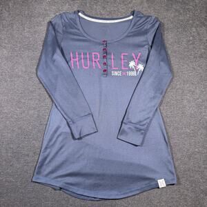 Y2k Surfer Girl Hurley Brand Henley Top with Spellout Logo US W size L/XL